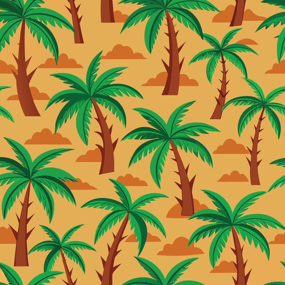 Seamless Tropical Coconut Tree Pattern for Summer Vibes and Beach-Themed Designs vector
