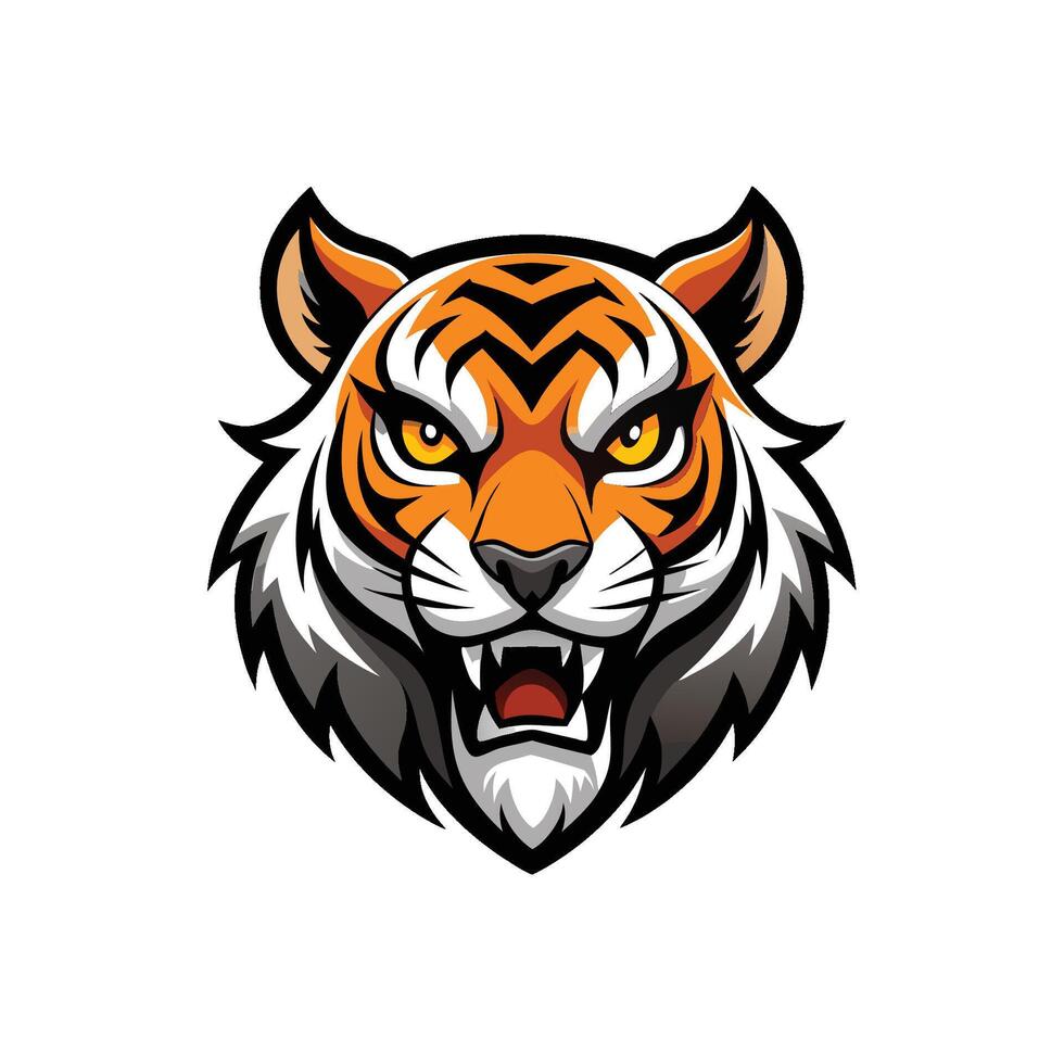 Vibrant Tiger Emblem- A Colorful and Majestic Tiger Head Logo for Bold Branding vector
