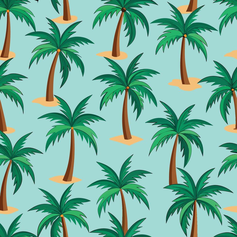 Seamless Tropical Coconut Tree Pattern for Summer Vibes and Beach-Themed Designs vector