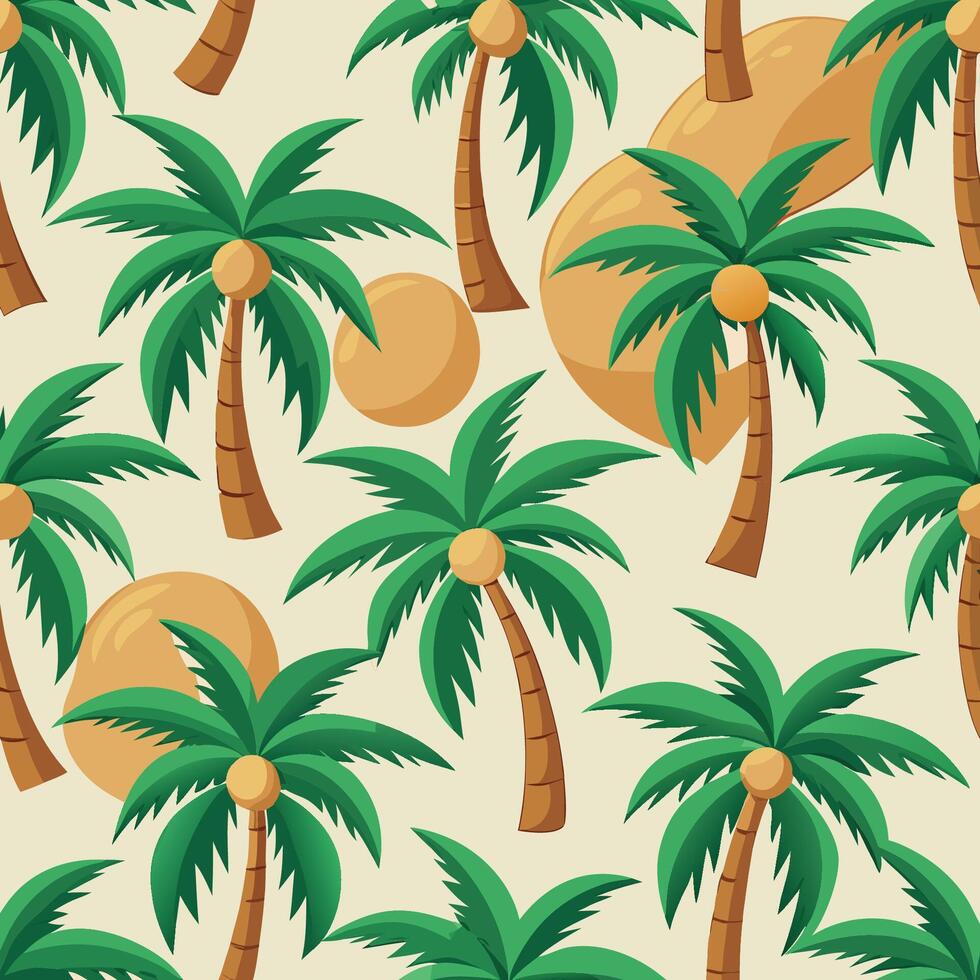 Seamless Tropical Coconut Tree Pattern for Summer Vibes and Beach-Themed Designs vector