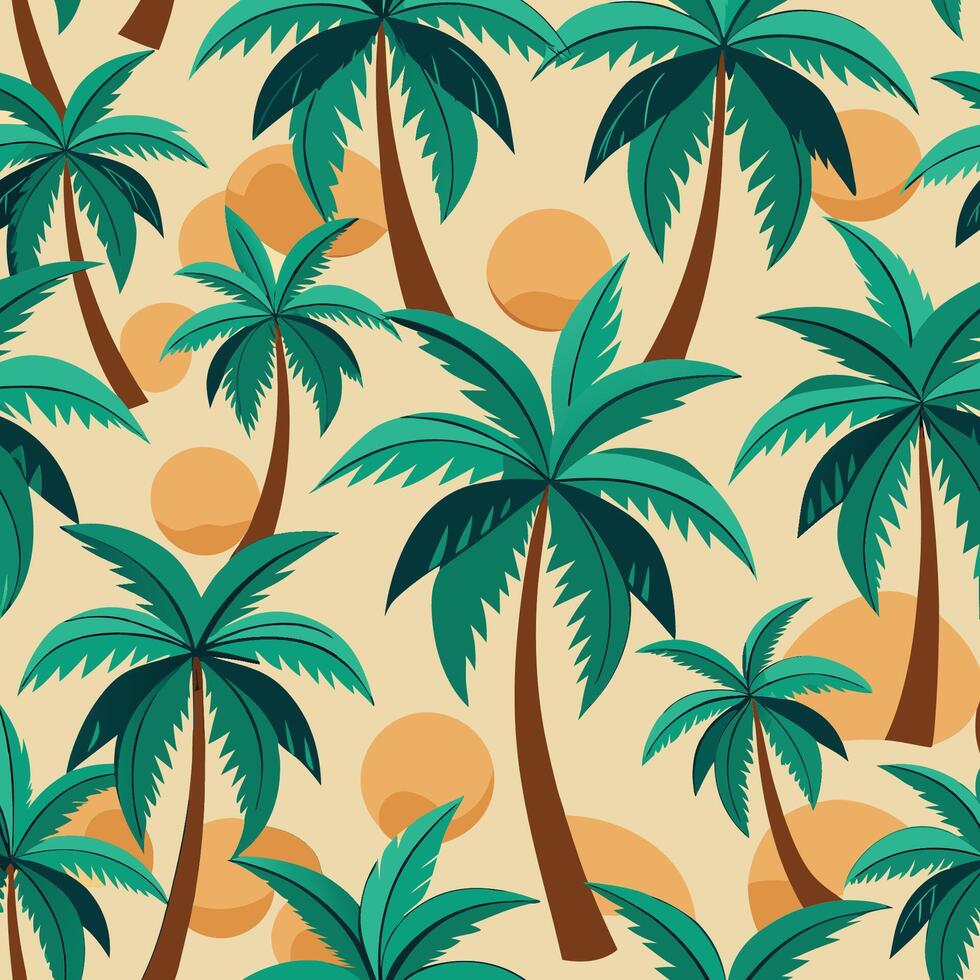 Seamless Tropical Coconut Tree Pattern for Summer Vibes and Beach-Themed Designs vector