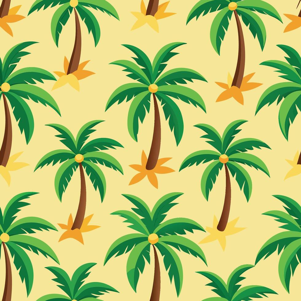Seamless Tropical Coconut Tree Pattern for Summer Vibes and Beach-Themed Designs vector