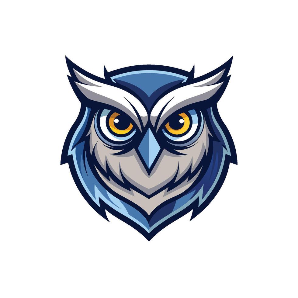 Owl head face icon or logo design on white background vector