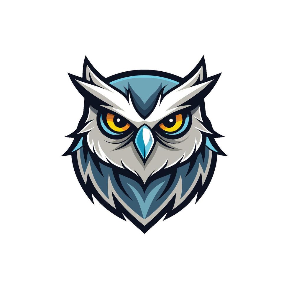 Owl head face icon or logo design on white background vector