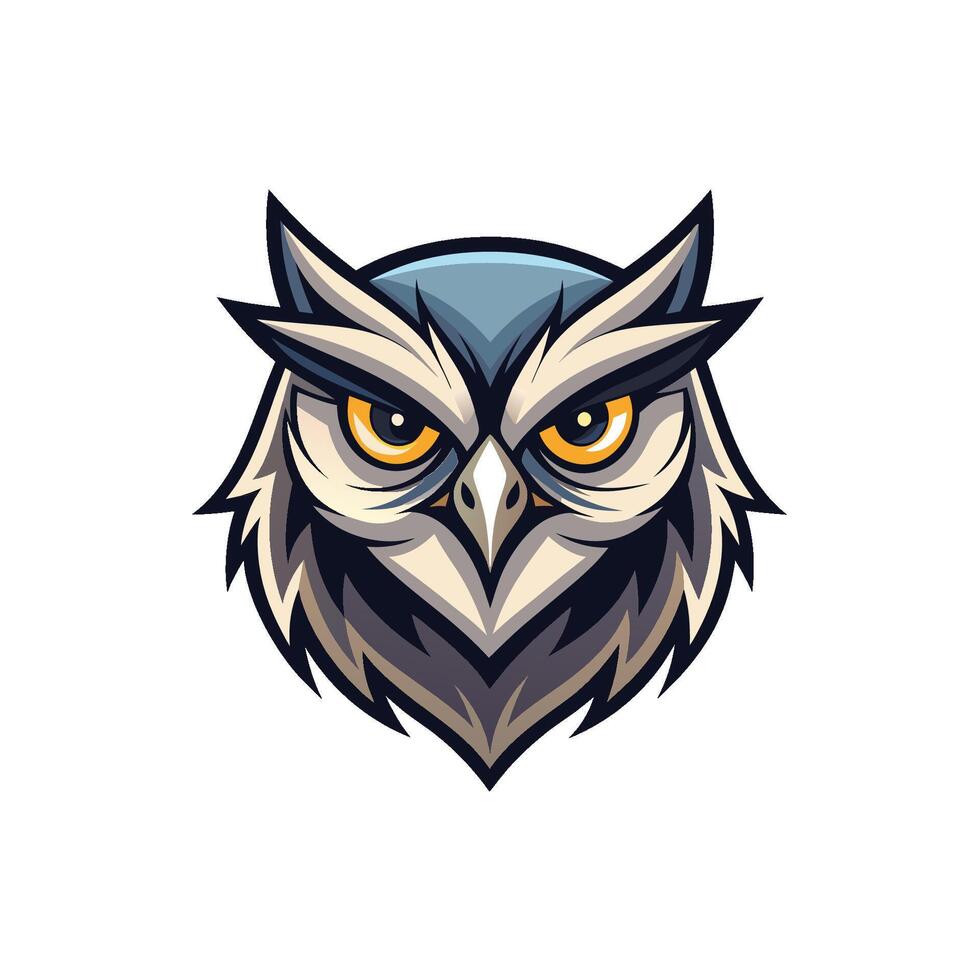 Owl head face icon or logo design on white background vector