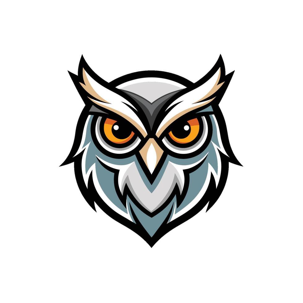 Owl head face icon or logo design on white background vector