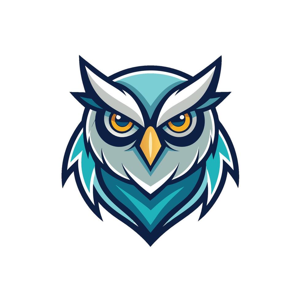 Owl head face icon or logo design on white background vector