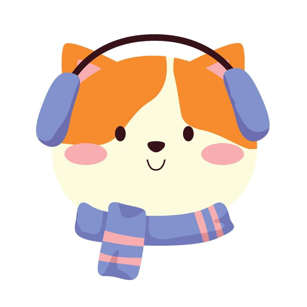 Winter Animal Set Cat vector
