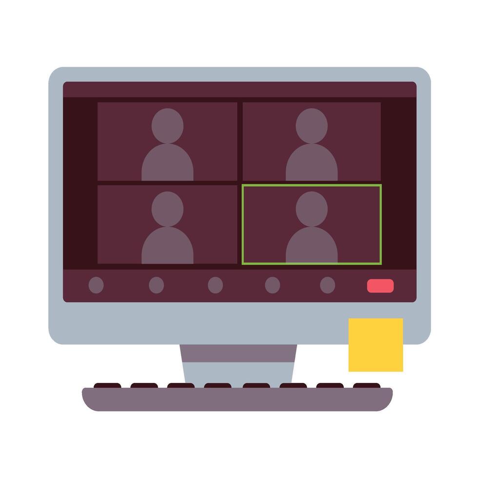 Remote Working Set Zoom meeting vector