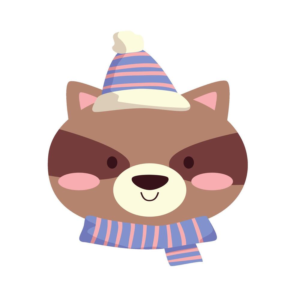 Winter Animal Set Raccon vector