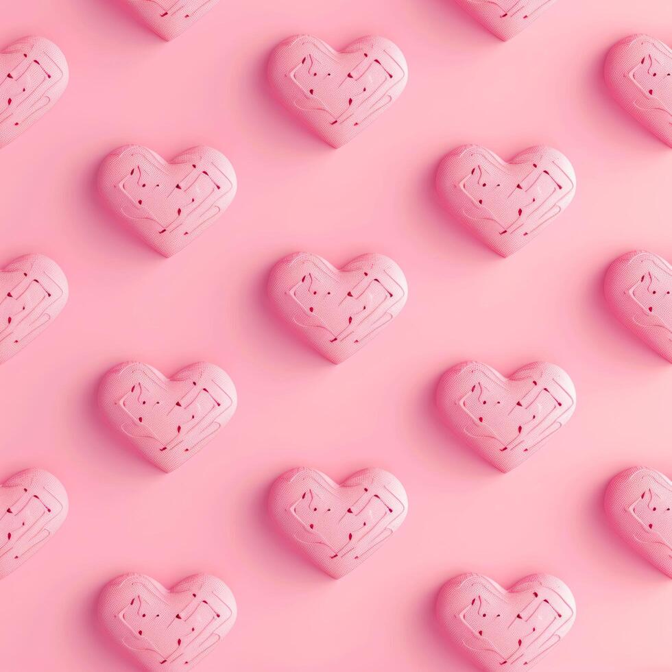 Soft, subtle, and romantic seamless aesthetic pattern features pink hearts on pastel background. A versatile choice for adding a touch of love to your Valentine's Day or wedding-themed projects. photo