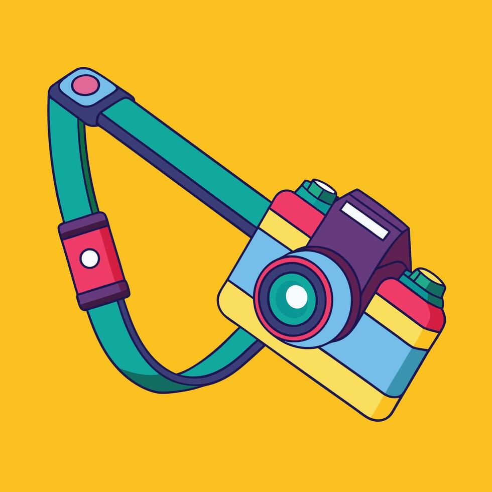 Cute Cartoon Camera Strap Template vector