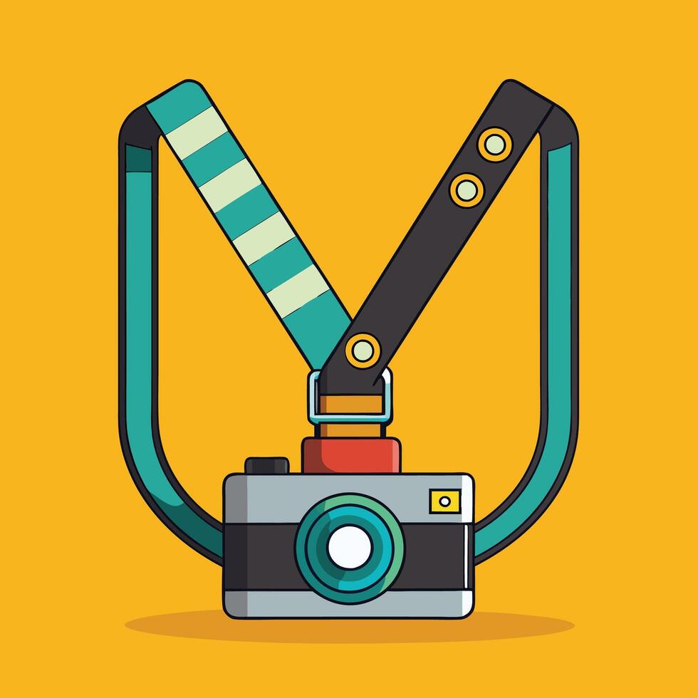 Cute Cartoon Camera Strap Template vector