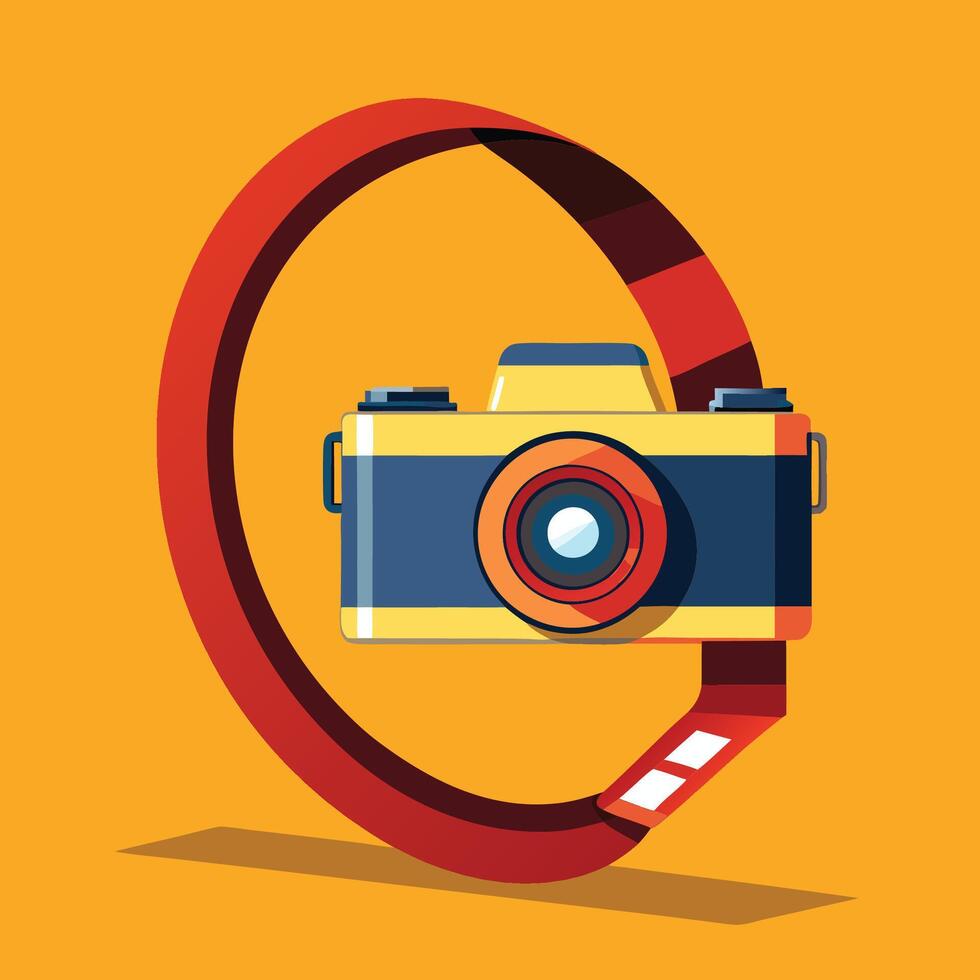 Cute Cartoon Camera Strap Template vector