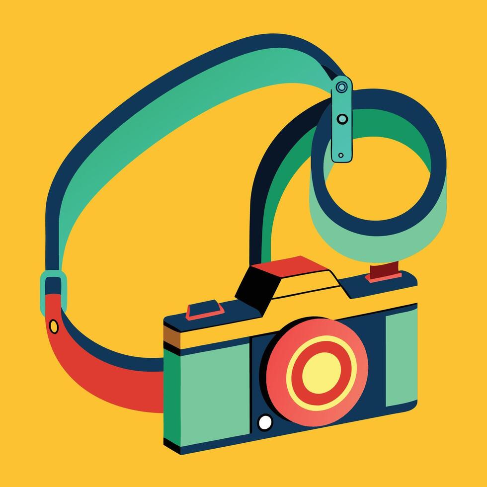 Cute Cartoon Camera Strap Template vector