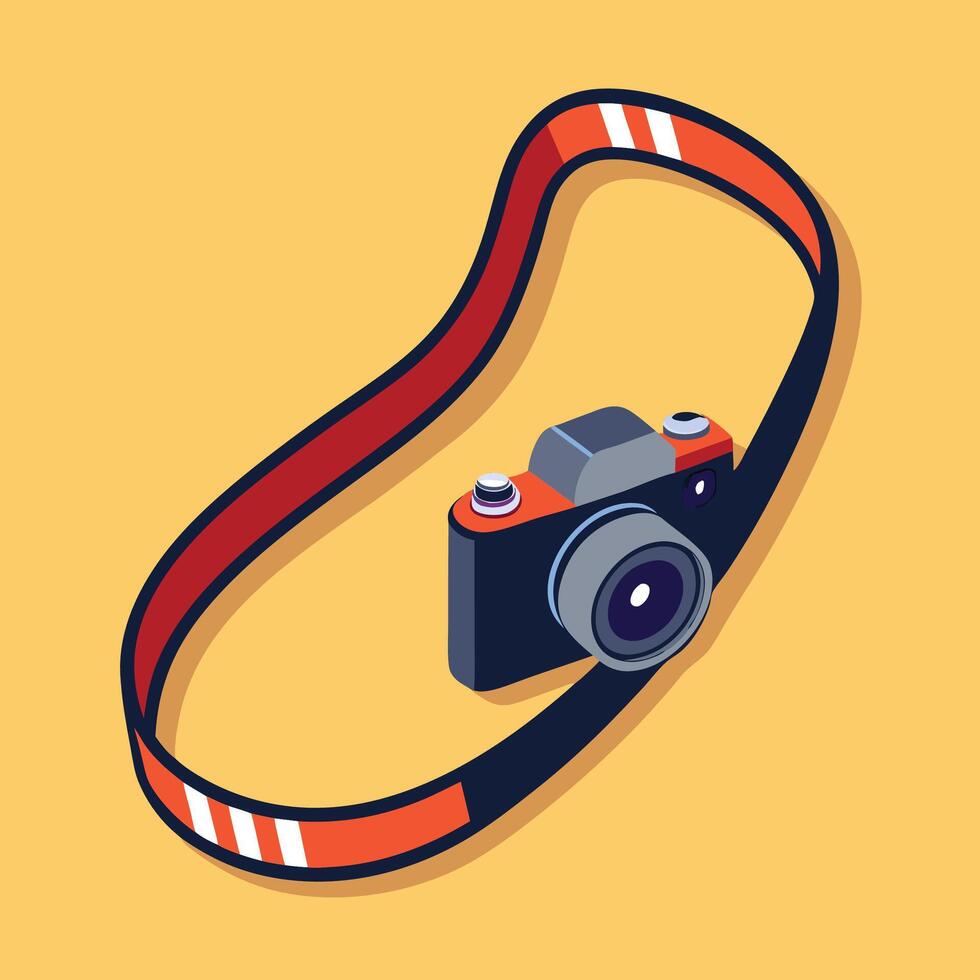 Cute Cartoon Camera Strap Template vector