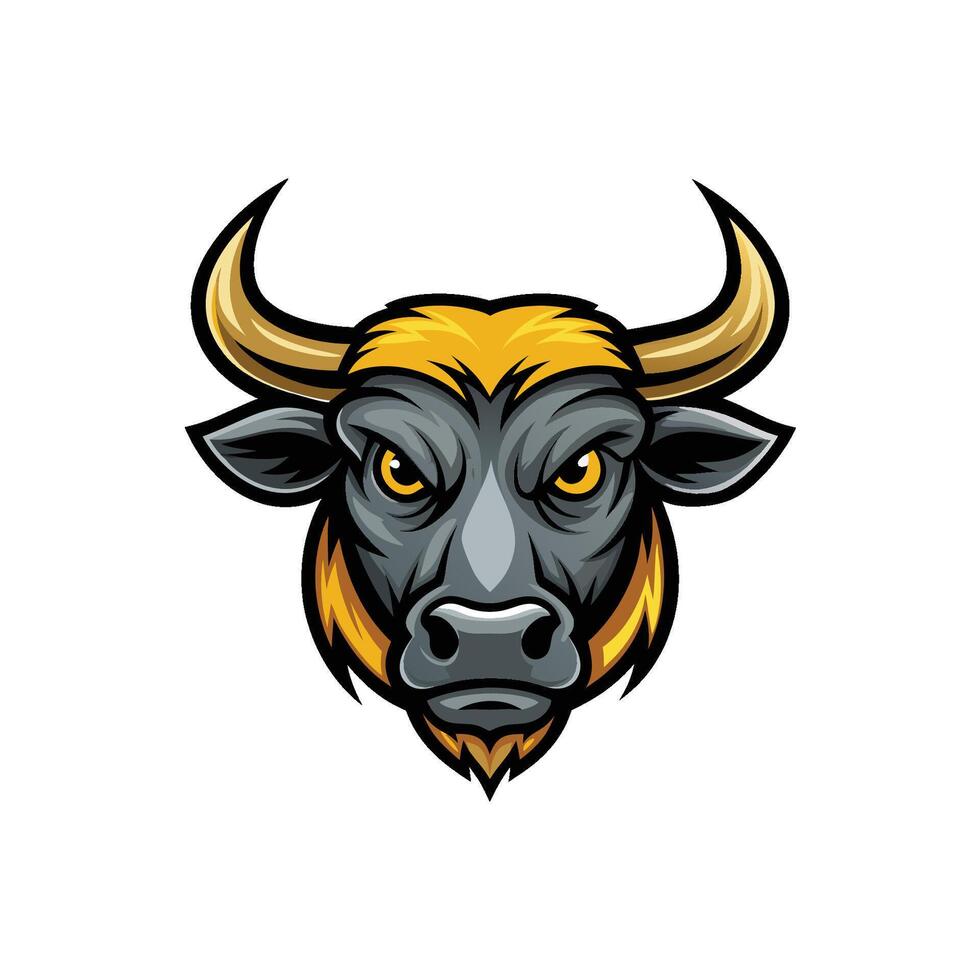 Bull head mascot character on white background vector