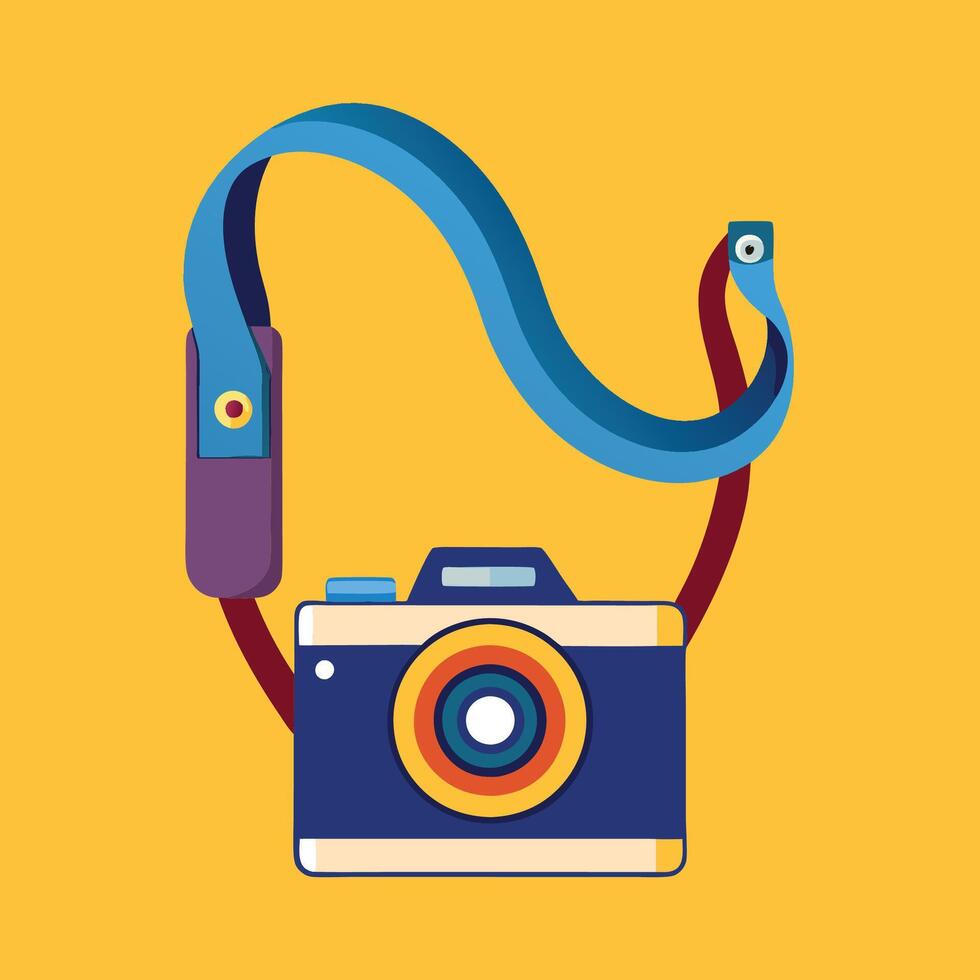 Cute Cartoon Camera Strap Template vector