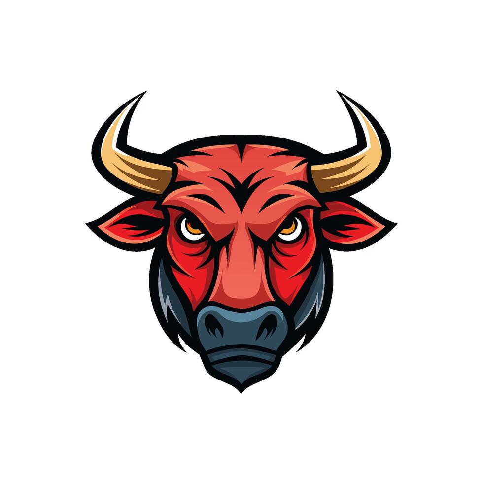 Bull head mascot character on white background vector
