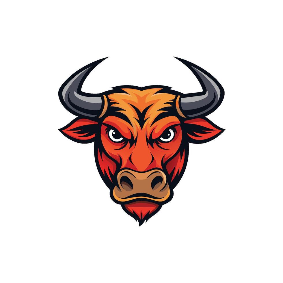Bull head mascot character on white background vector