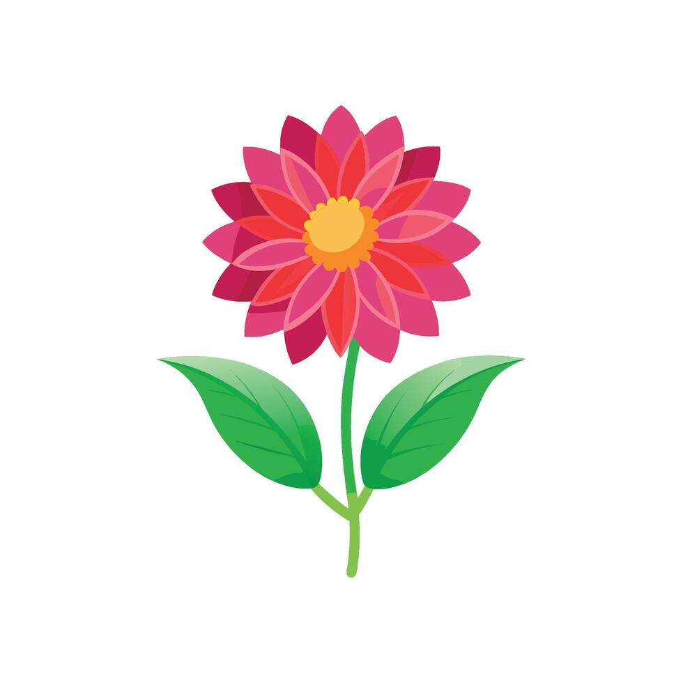 Summer season simple Flower with two green leaf vector