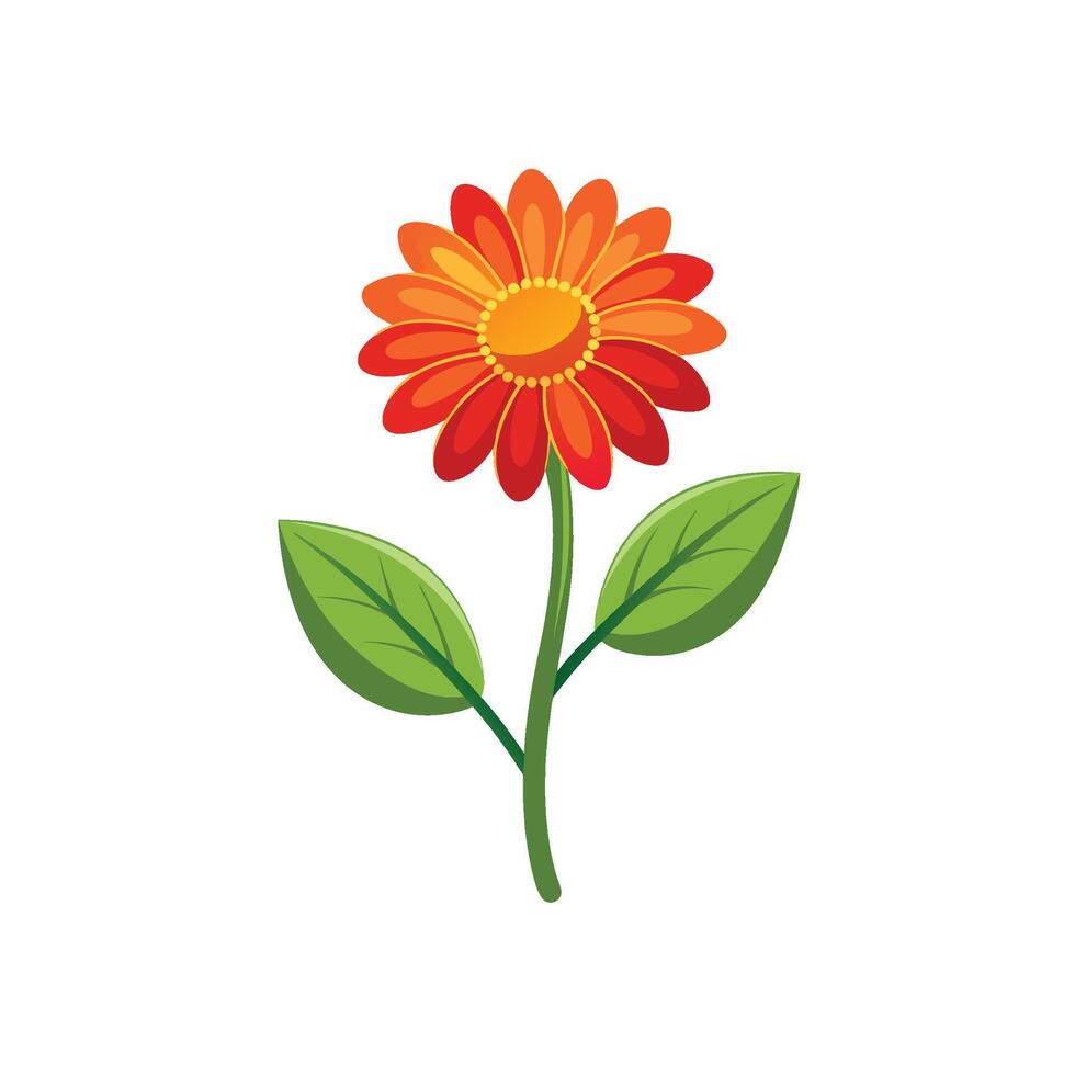 Summer season simple Flower with two green leaf vector