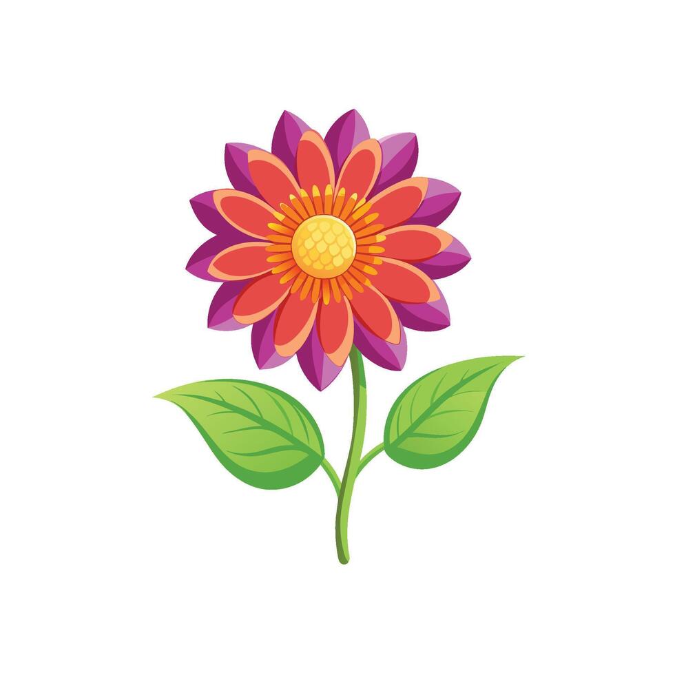 Summer season simple Flower with two green leaf vector
