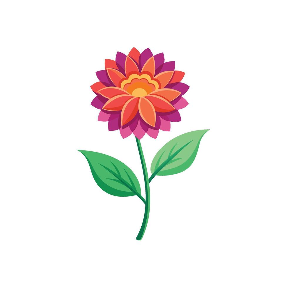 Summer season simple Flower with two green leaf vector