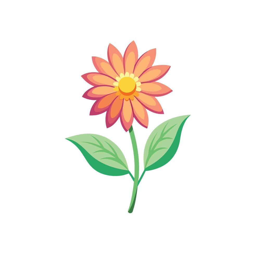Summer season simple Flower with two green leaf vector