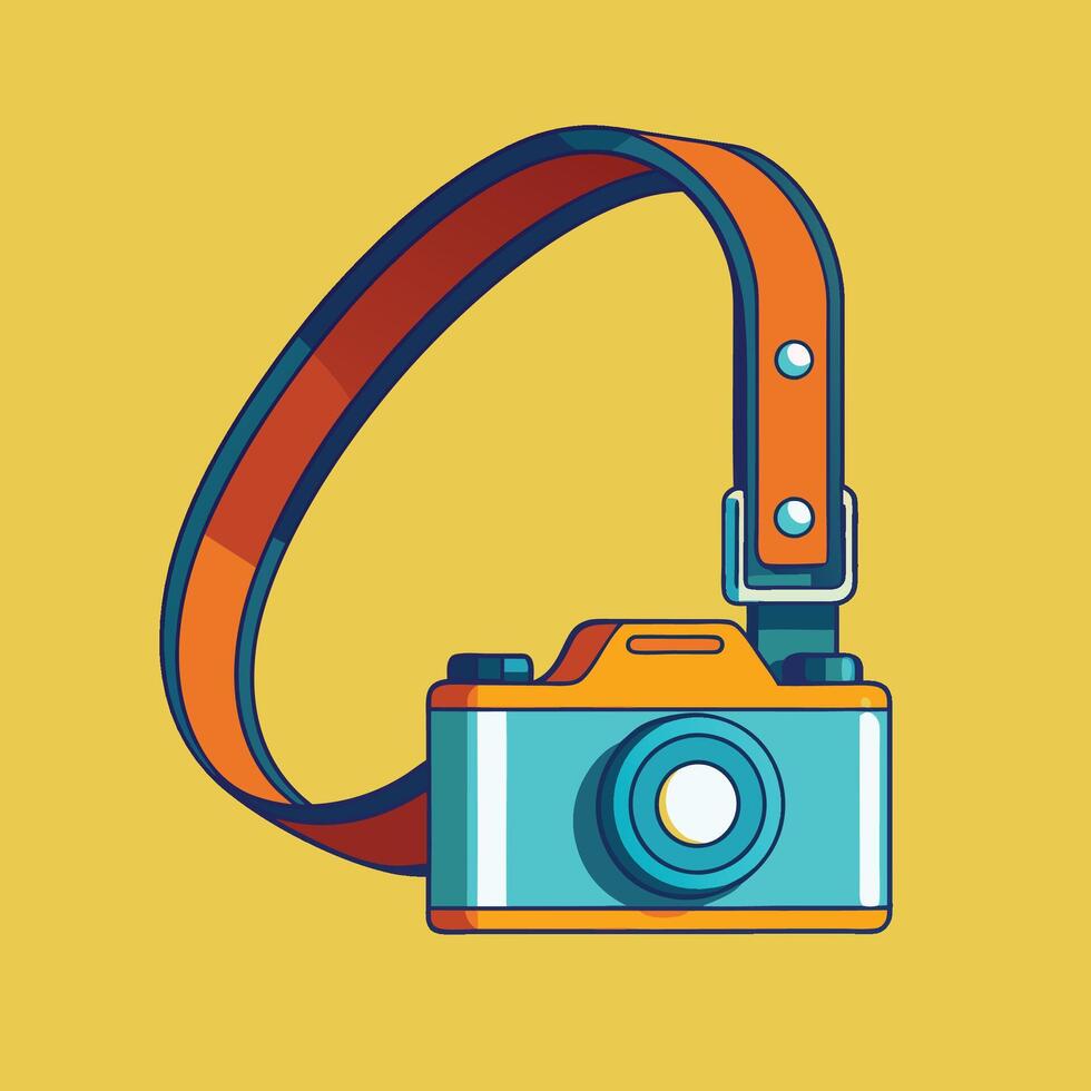 Cute Cartoon Camera Strap Template vector