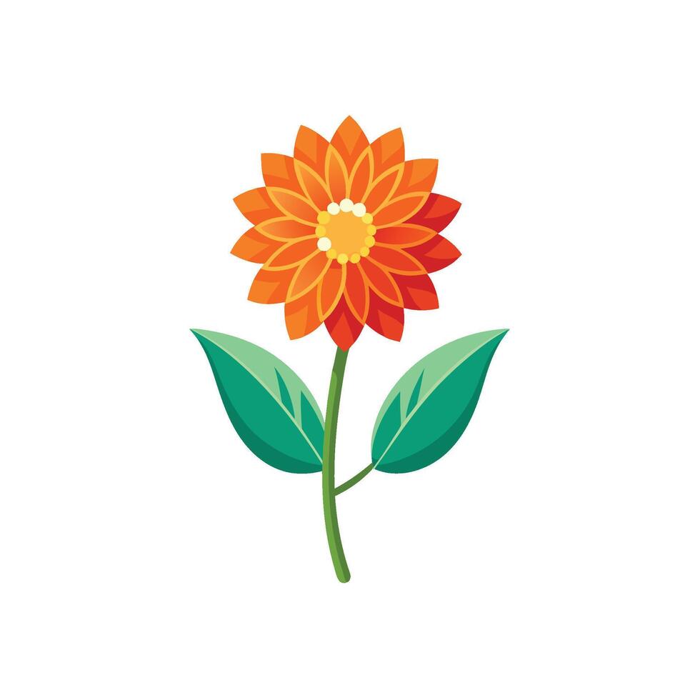 Summer season simple Flower with two green leaf vector