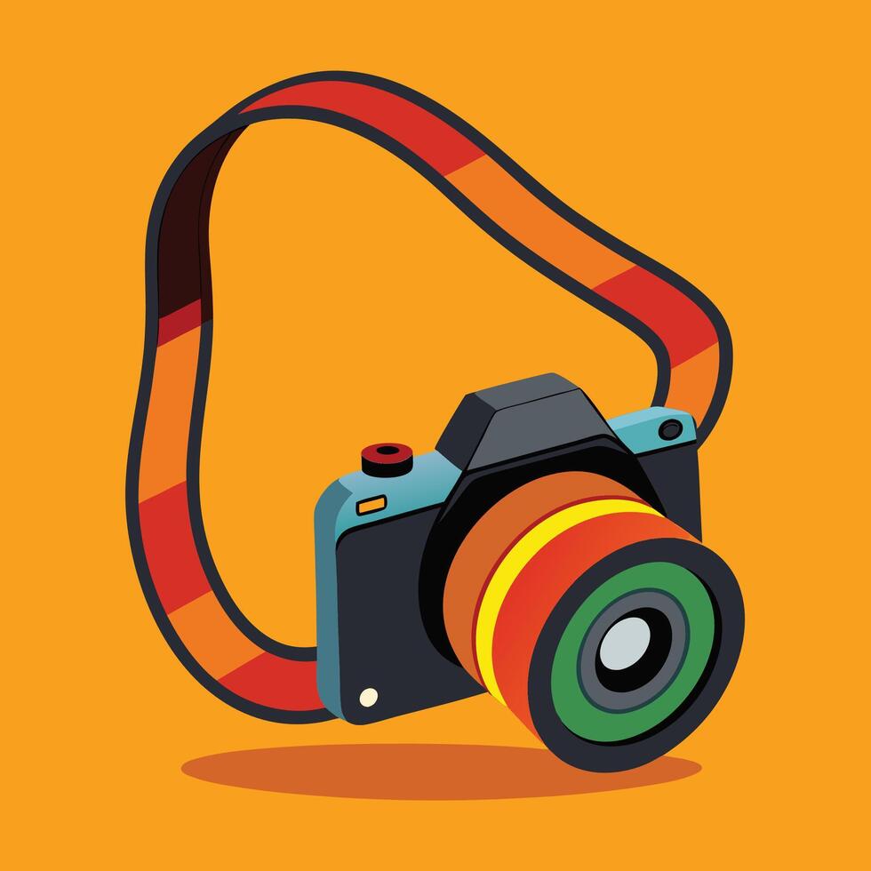 Cute Cartoon Camera Strap Template vector