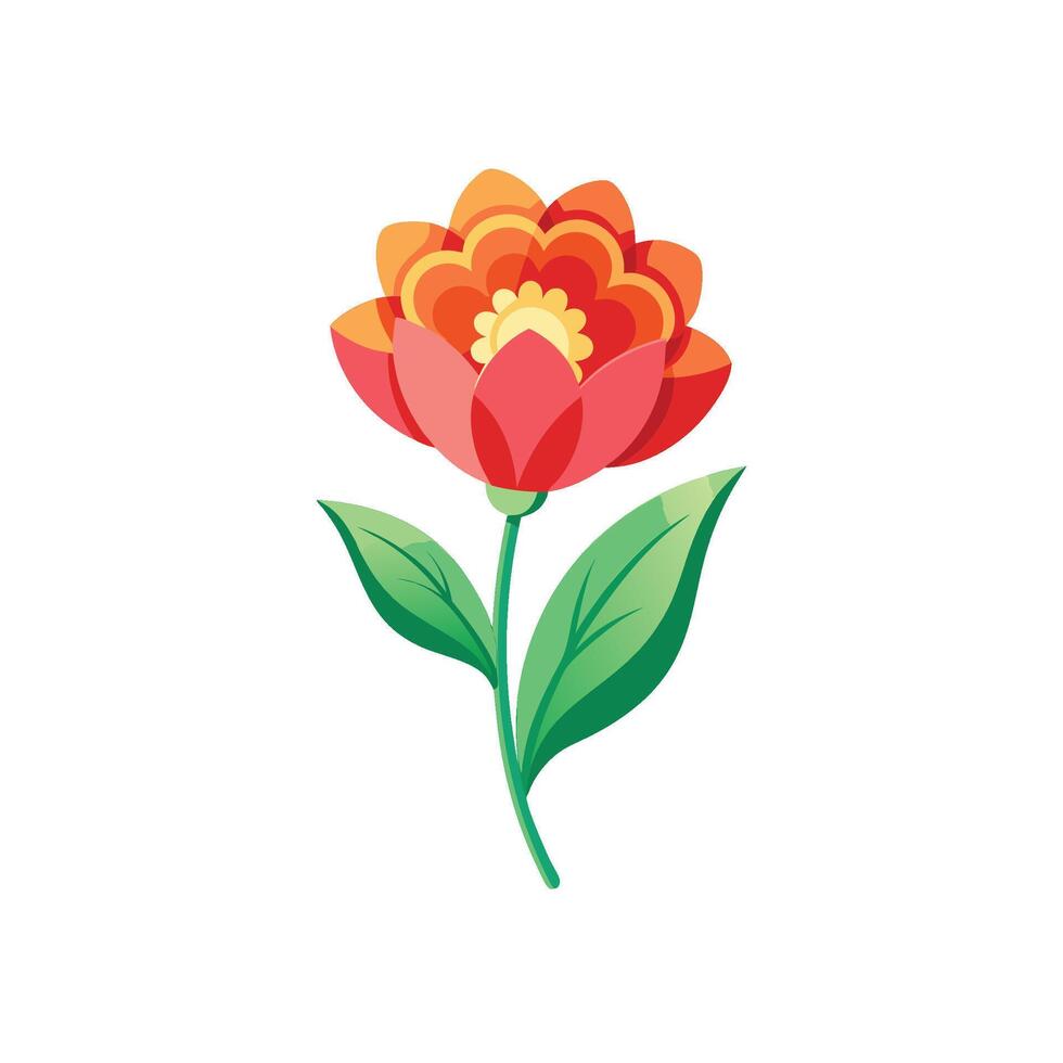 Summer season simple Flower with two green leaf vector