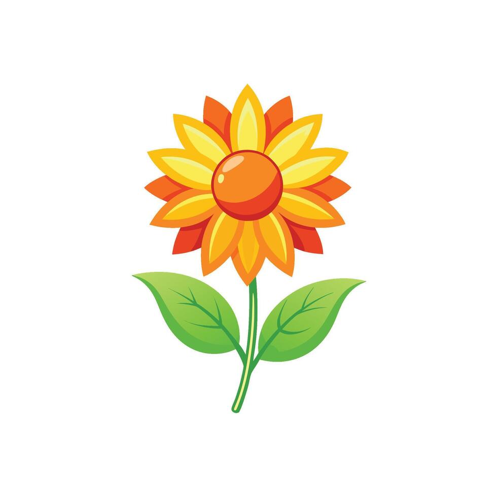 Summer season simple Flower with two green leaf vector