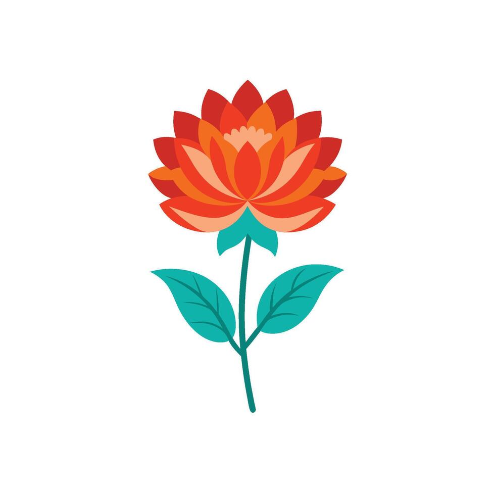 Summer season simple Flower with two green leaf vector