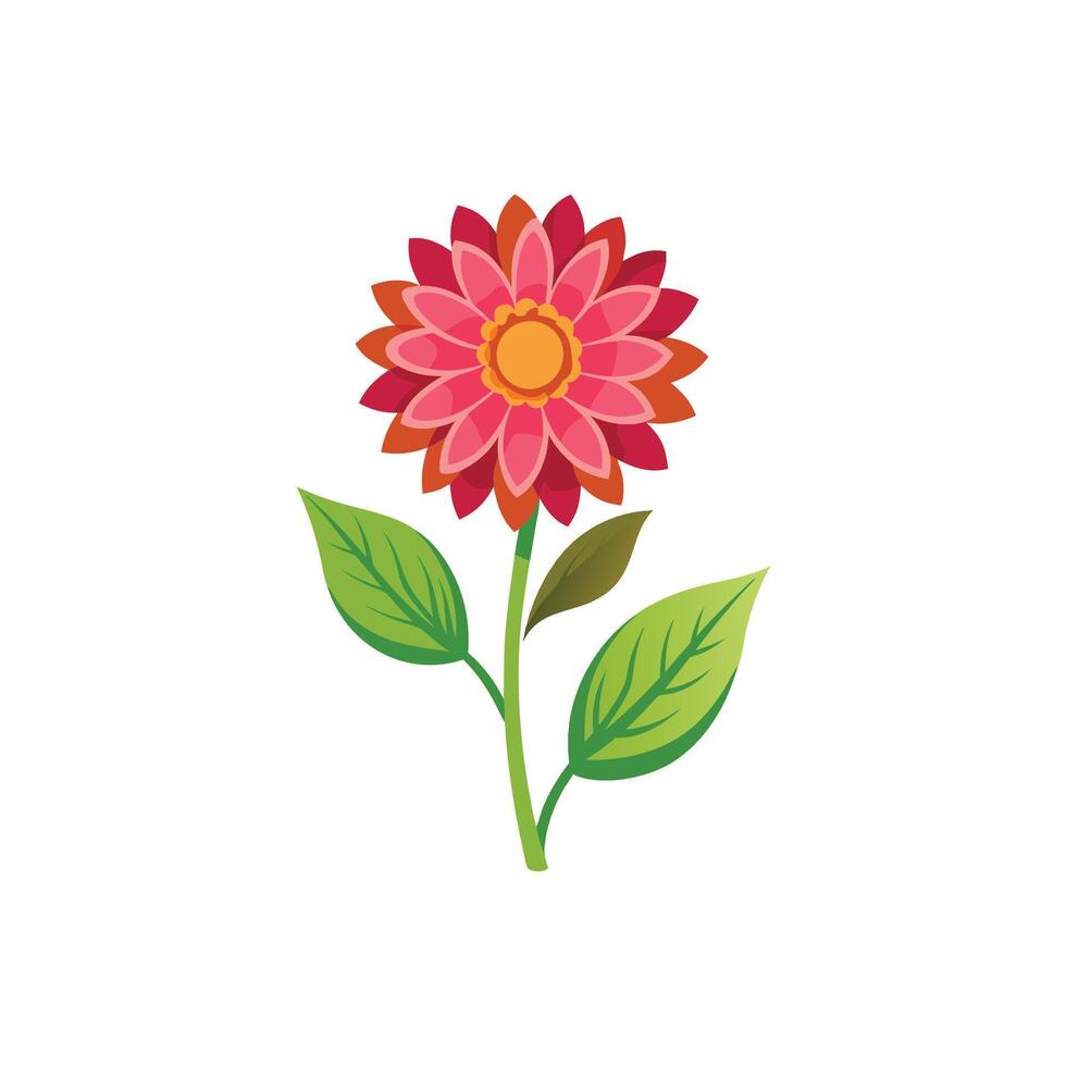 Summer season simple Flower with two green leaf vector