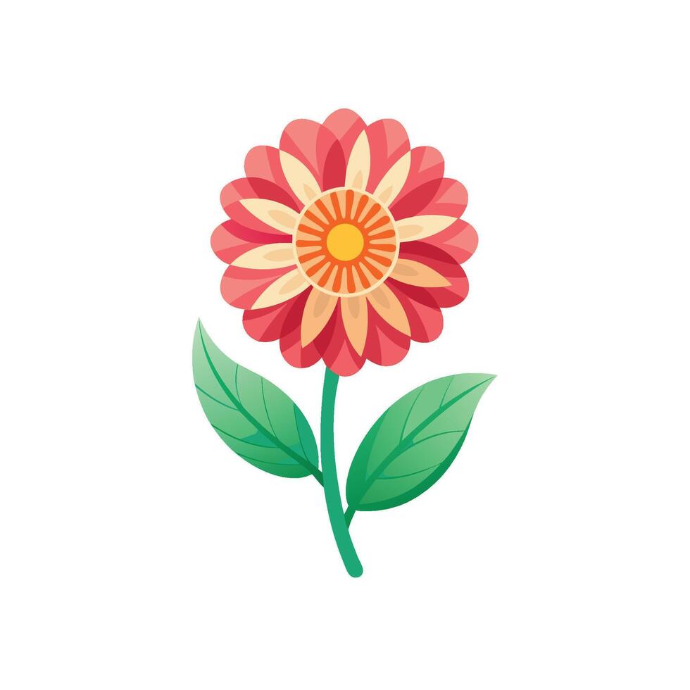 Summer season simple Flower with two green leaf vector
