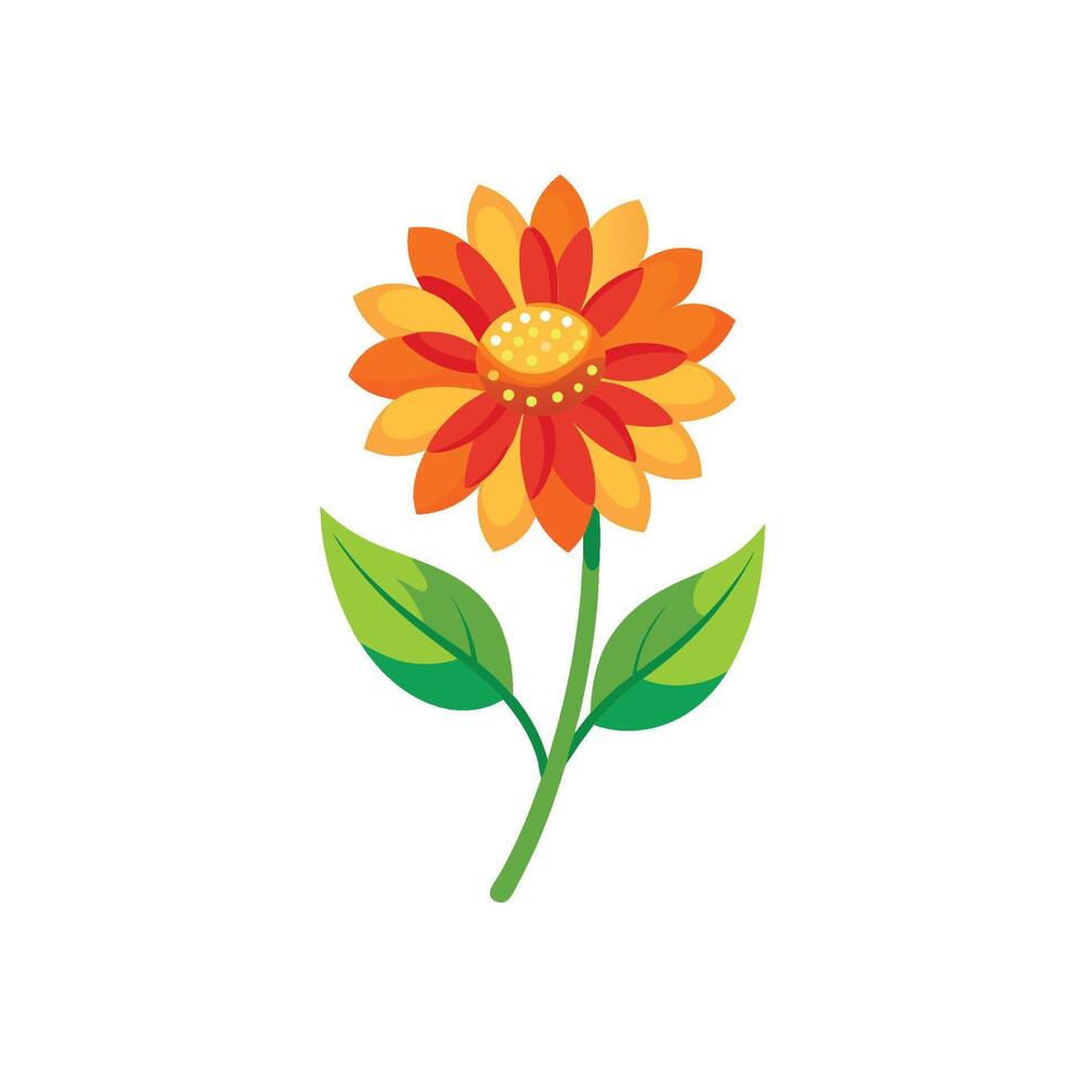 Summer season simple Flower with two green leaf vector