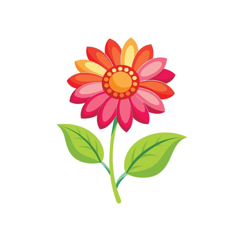 Summer season simple Flower with two green leaf vector