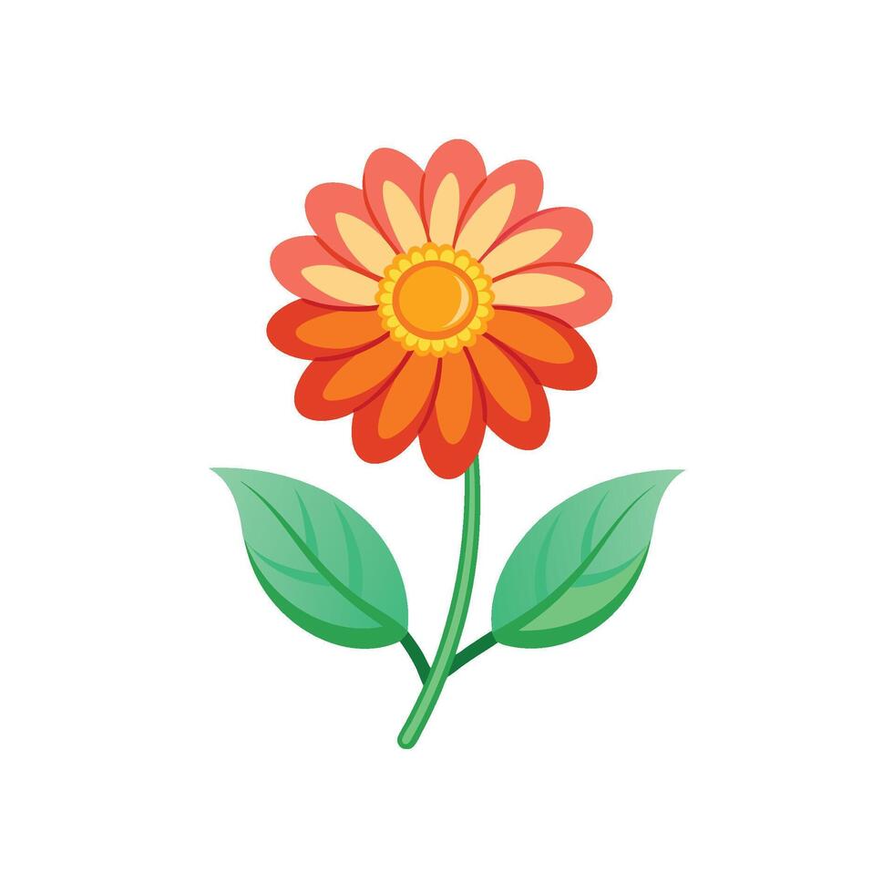 Summer season simple Flower with two green leaf vector