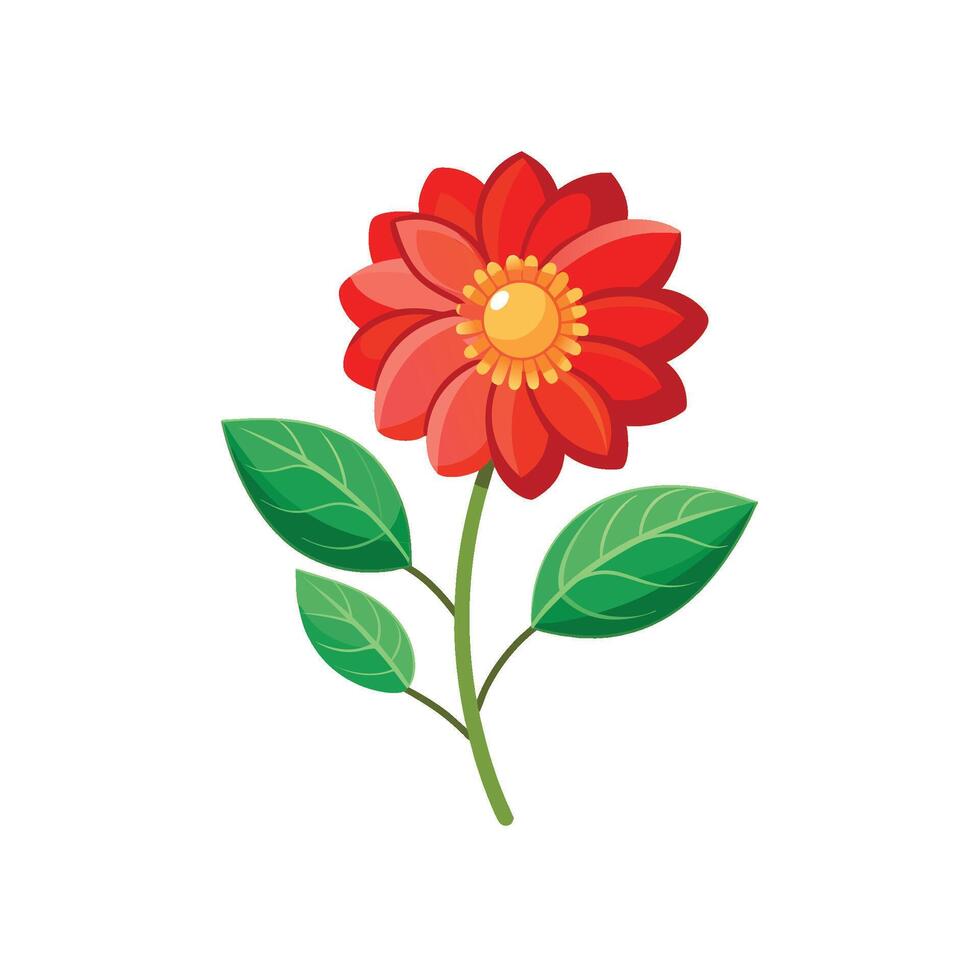 Summer season simple Flower with two green leaf vector