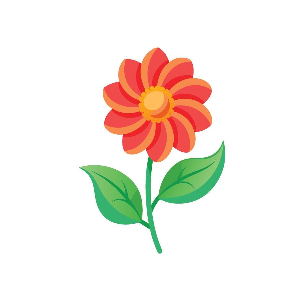 Summer season simple Flower with two green leaf vector