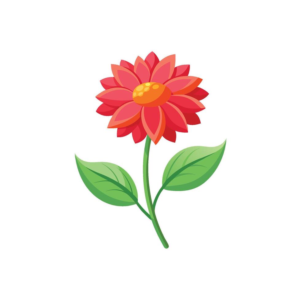 Summer season simple Flower with two green leaf vector