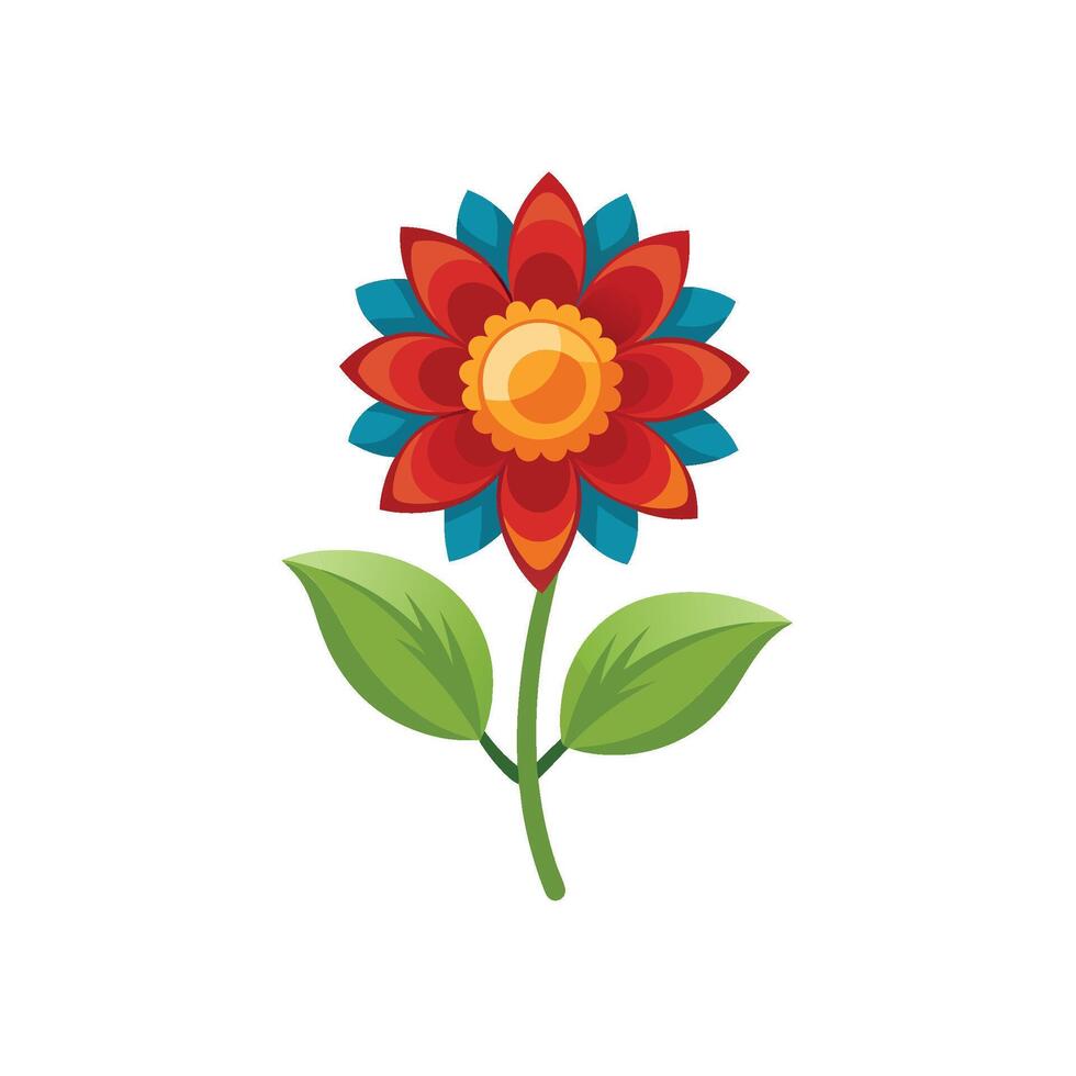 Summer season simple Flower with two green leaf vector