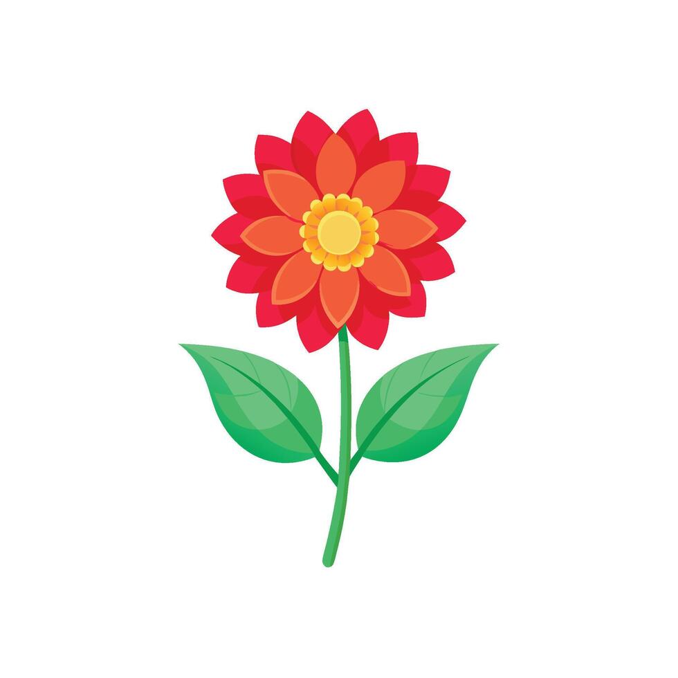 Summer season simple Flower with two green leaf vector
