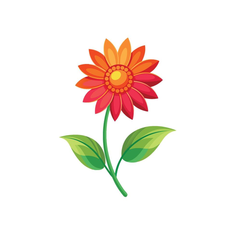 Summer season simple Flower with two green leaf vector