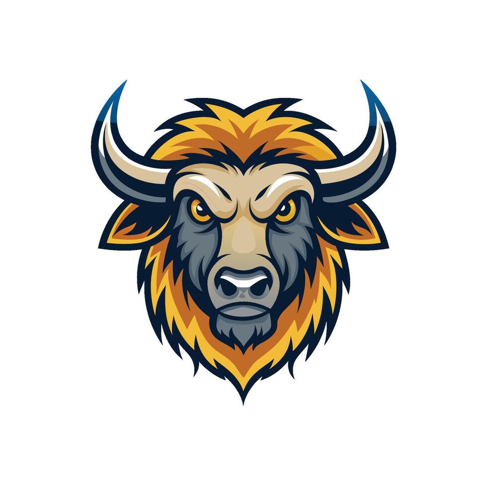 Buffalo head icon logo design on white background vector