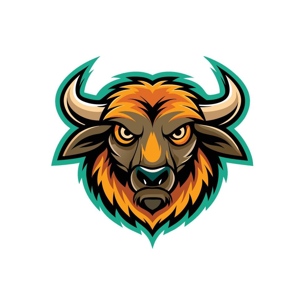 Buffalo head icon logo design on white background vector