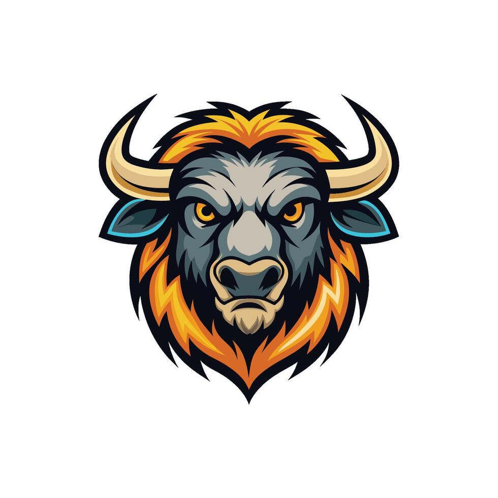 Buffalo head icon logo design on white background vector