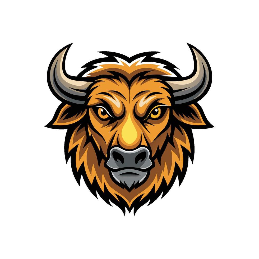 Buffalo head icon logo design on white background vector